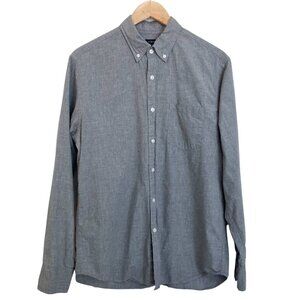 J CREW Factory Heathered Cotton Button Down Shirt M Cotton L/Slve Preppy Gray